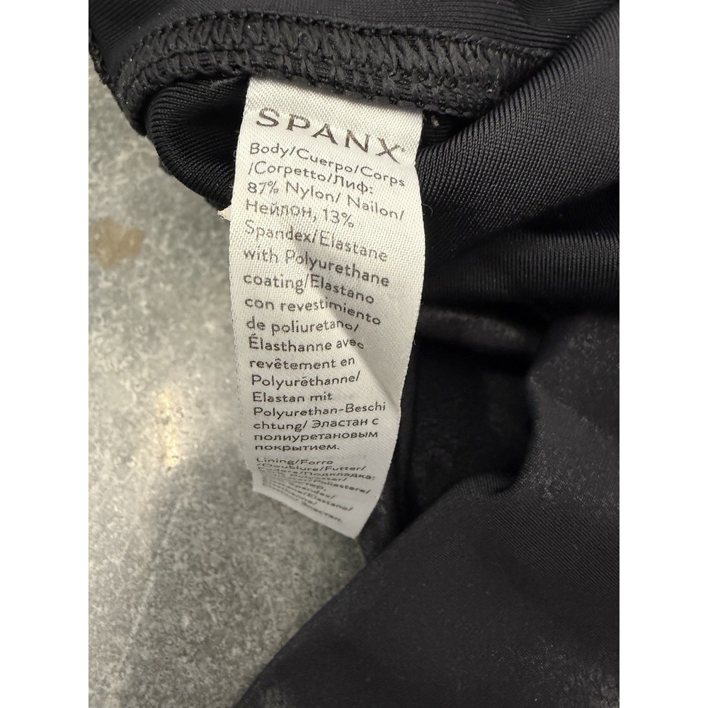 Spanx By Sara Blakely Shape Faux Leather Leggings Womens Medium Black Stretch - Picture 5 of 7